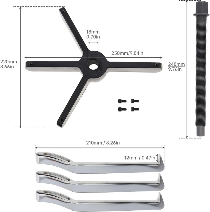 ChgImposs 10" 2 Jaw 3 Jaw Gear Puller, Adjustable Bearing Puller, Reversible Removal Tool for Internal External Pulling, Puller Tool for Removal of Pulleys Flywheels Bearings Gears - Image 4